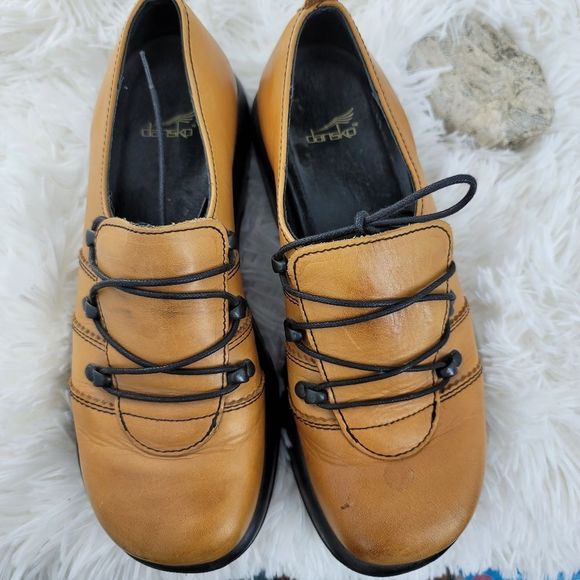 Dansko Janika mustard color chunky slip on Oxford Style shoes - Picture 7 of 16